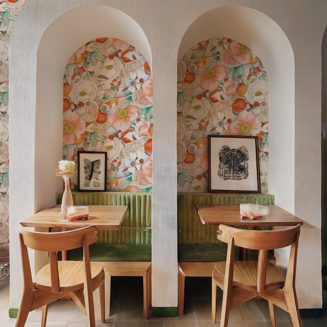 Floral Reverie Wallpaper, orange - Tampa Home & Garden Store