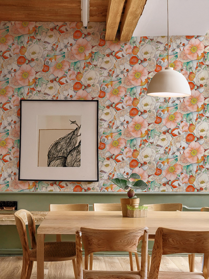 Floral Reverie Wallpaper, orange - Tampa Home & Garden Store