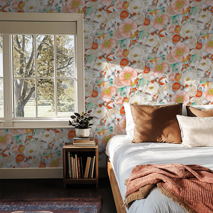 Floral Reverie Wallpaper, orange - Tampa Home & Garden Store
