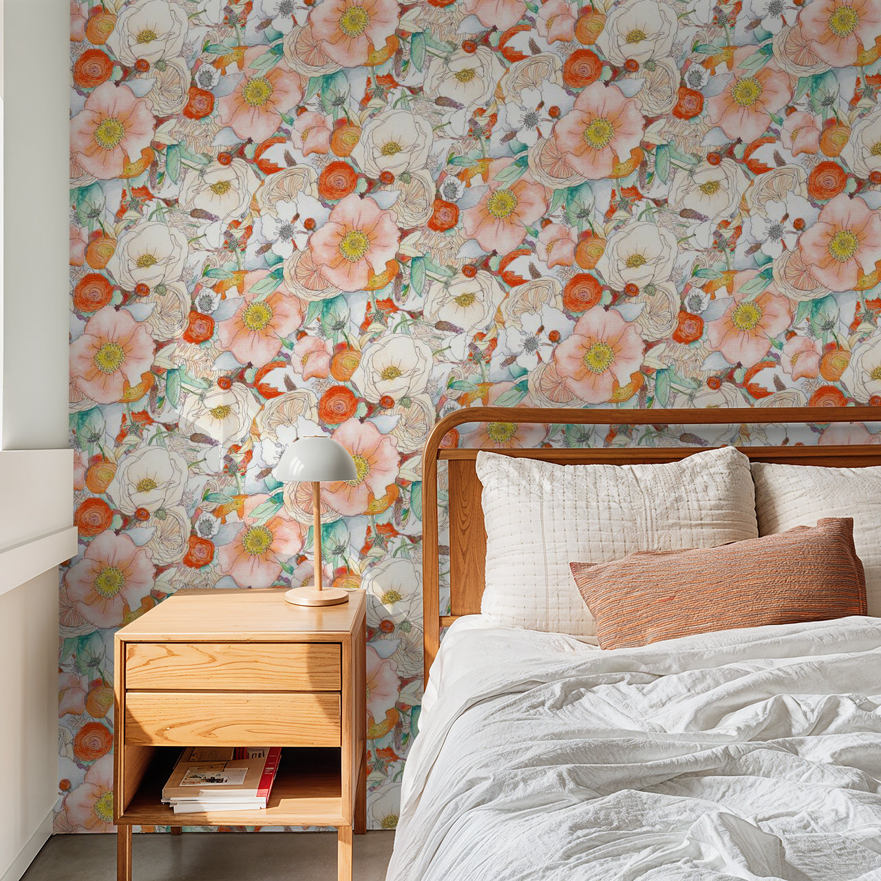 Floral Reverie Wallpaper, orange - Tampa Home & Garden Store