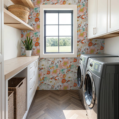 Floral Reverie Wallpaper, orange - Tampa Home & Garden Store