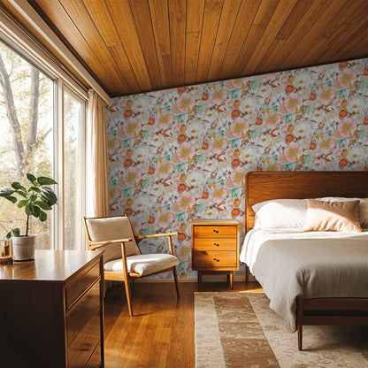 Floral Reverie Wallpaper, orange - Tampa Home & Garden Store