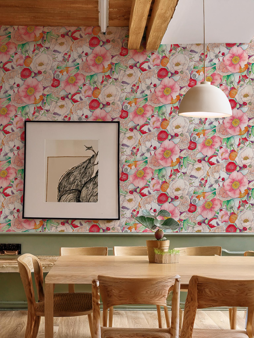 Floral Reverie Wallpaper, red - Tampa Home & Garden Store