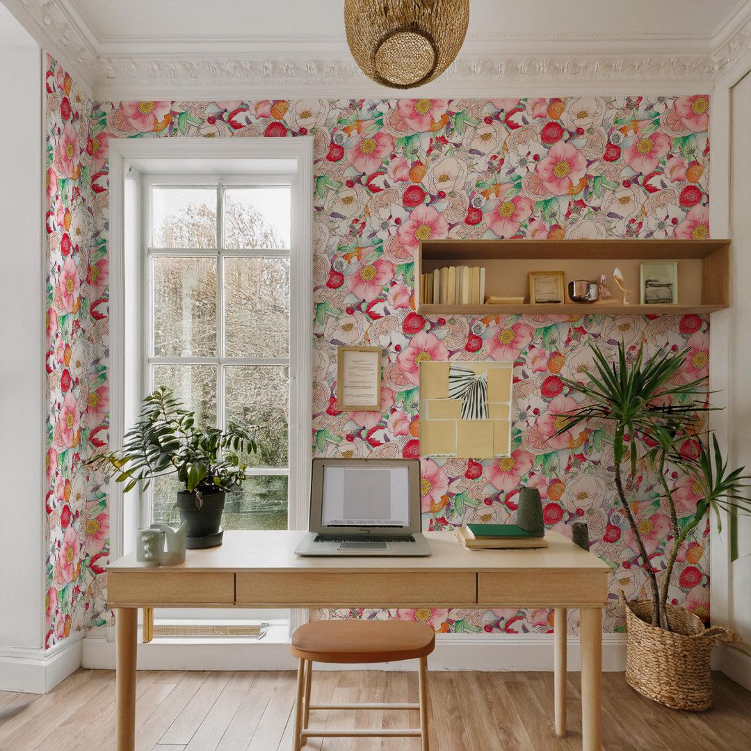 Floral Reverie Wallpaper, red - Tampa Home & Garden Store