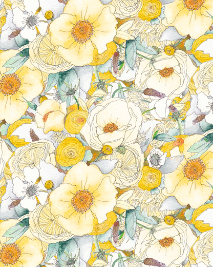 Floral Reverie Wallpaper, yellow - Tampa Home & Garden Store