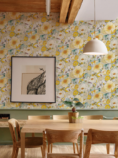 Floral Reverie Wallpaper, yellow - Tampa Home & Garden Store
