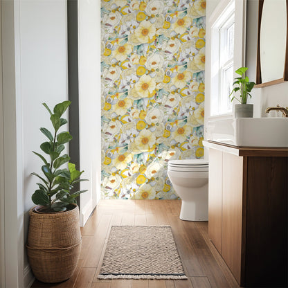 Floral Reverie Wallpaper, yellow - Tampa Home & Garden Store
