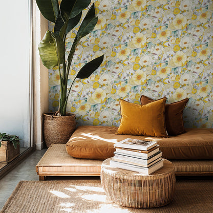 Floral Reverie Wallpaper, yellow - Tampa Home & Garden Store