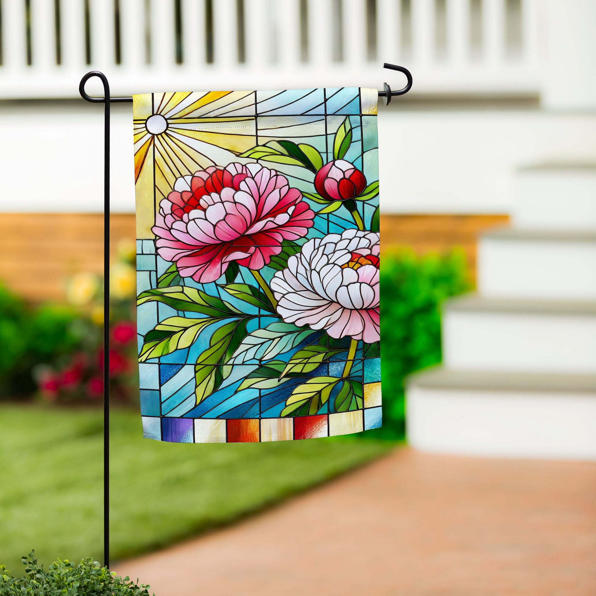 Floral Stained Glass Suede Garden Flag - Tampa Home & Garden Store