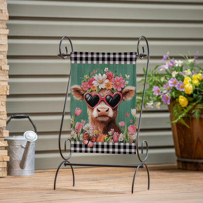 Floral Sunglasses Highland Cow Burlap Garden Flag - Tampa Home & Garden Store