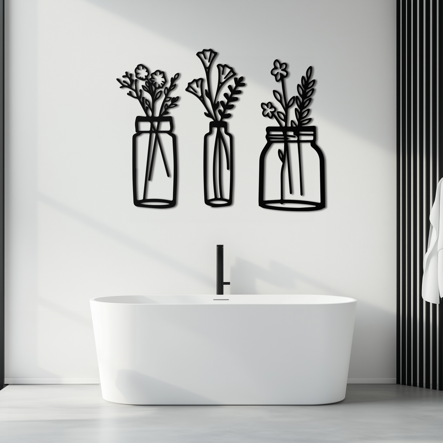 Floral Vase Metal Wall Art - 3-Piece Modern Steel Wall Decor - KAF118 - Tampa Home & Garden Store