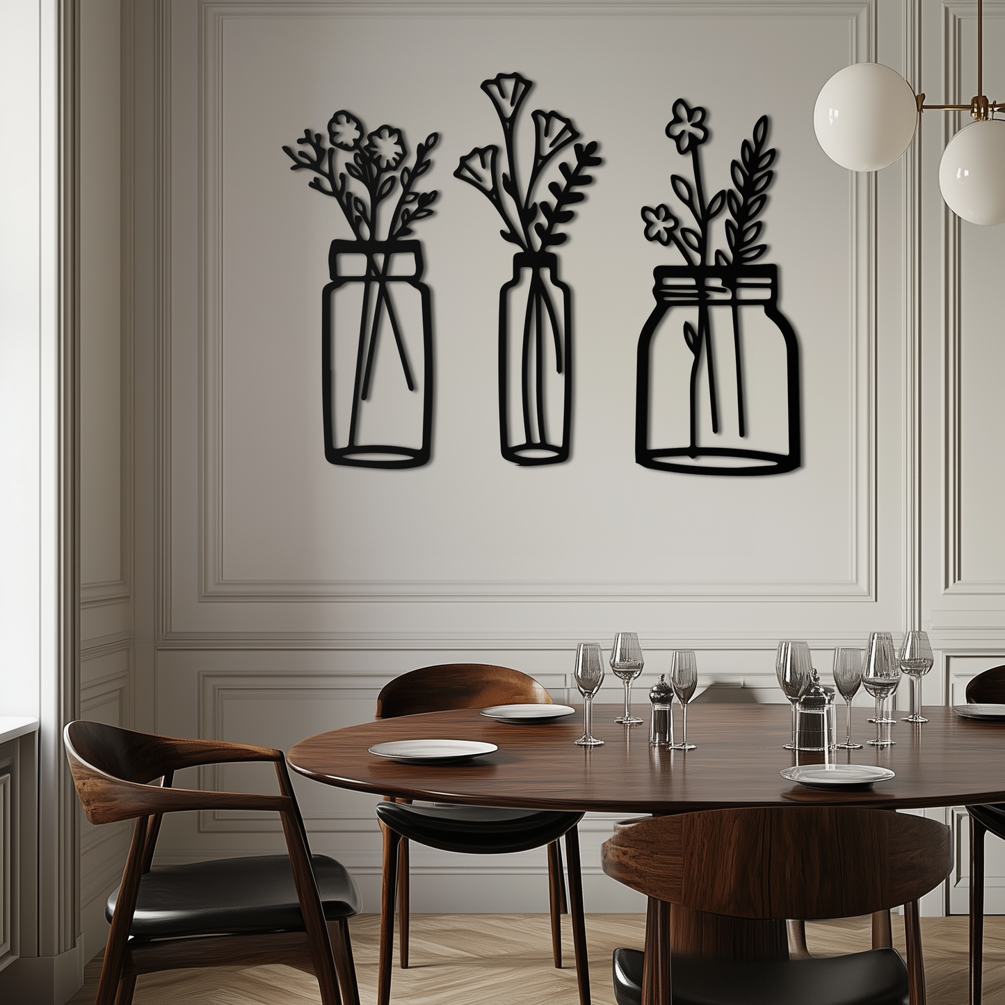 Floral Vase Metal Wall Art - 3-Piece Modern Steel Wall Decor - KAF118 - Tampa Home & Garden Store