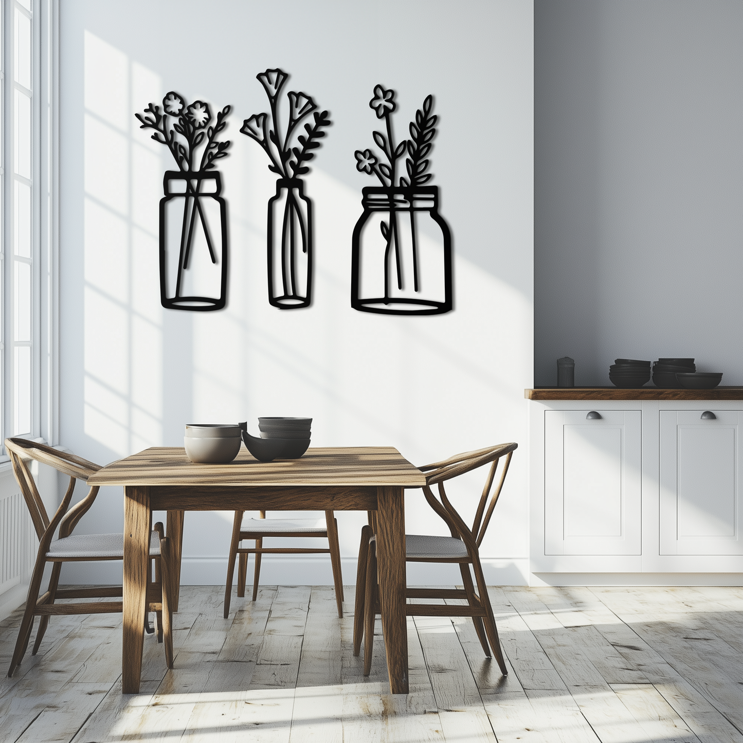 Floral Vase Metal Wall Art - 3-Piece Modern Steel Wall Decor - KAF118 - Tampa Home & Garden Store