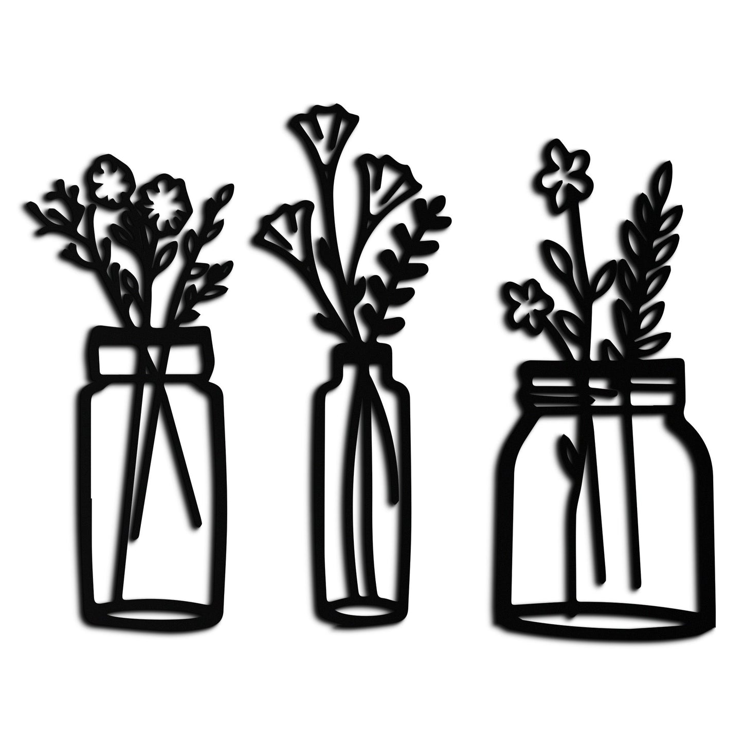 Floral Vase Metal Wall Art - 3-Piece Modern Steel Wall Decor - KAF118 - Tampa Home & Garden Store