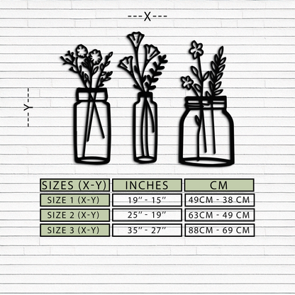 Floral Vase Metal Wall Art - 3-Piece Modern Steel Wall Decor - KAF118 - Tampa Home & Garden Store