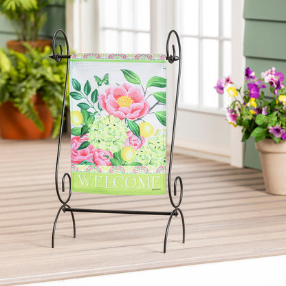 Floral Welcome Burlap Garden Flag - Tampa Home & Garden Store