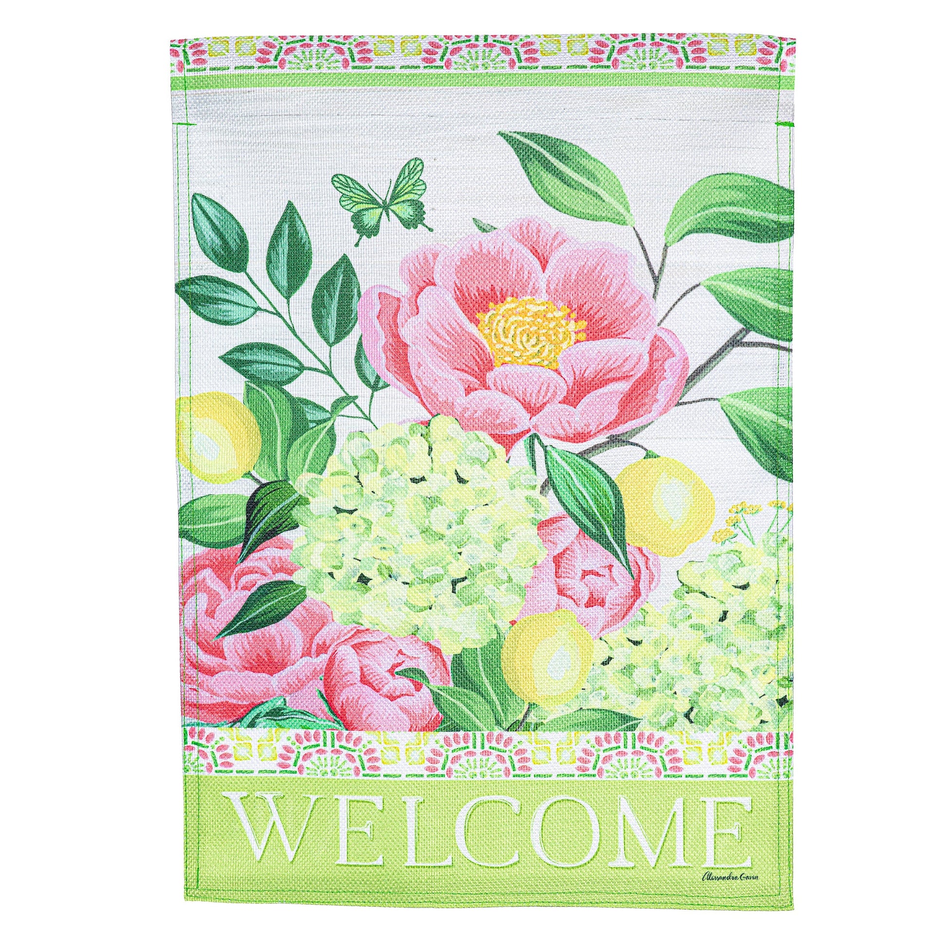 Floral Welcome Burlap Garden Flag - Tampa Home & Garden Store