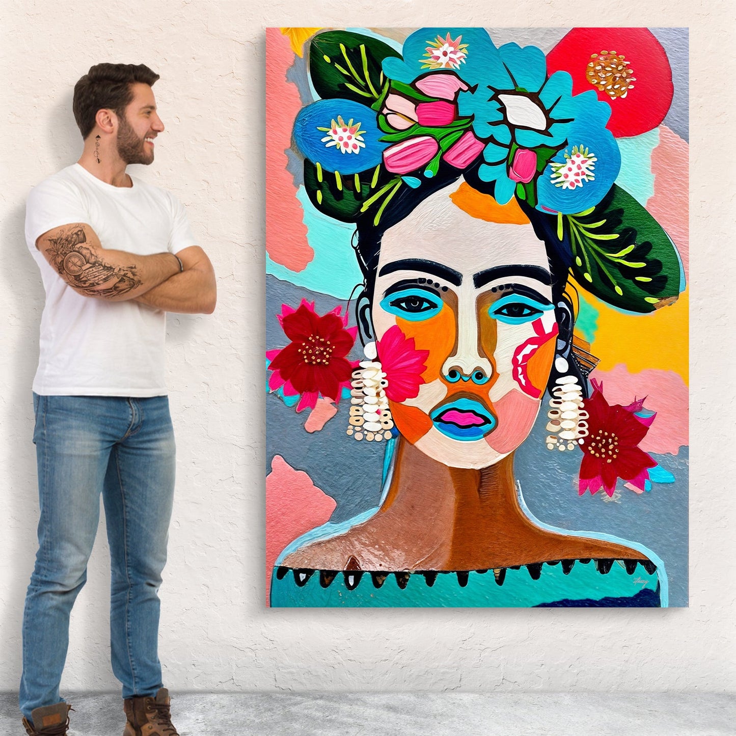 Canvas Print Floral Muse III by Tailored Canvases, colorful portrait on crafting canvas on Tampa Home & Garden Store