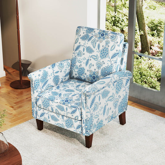 Floral Accent Chair Farmhouse Boho Armchair with Solid Wood Legs and High Back - Tampa Home & Garden Store