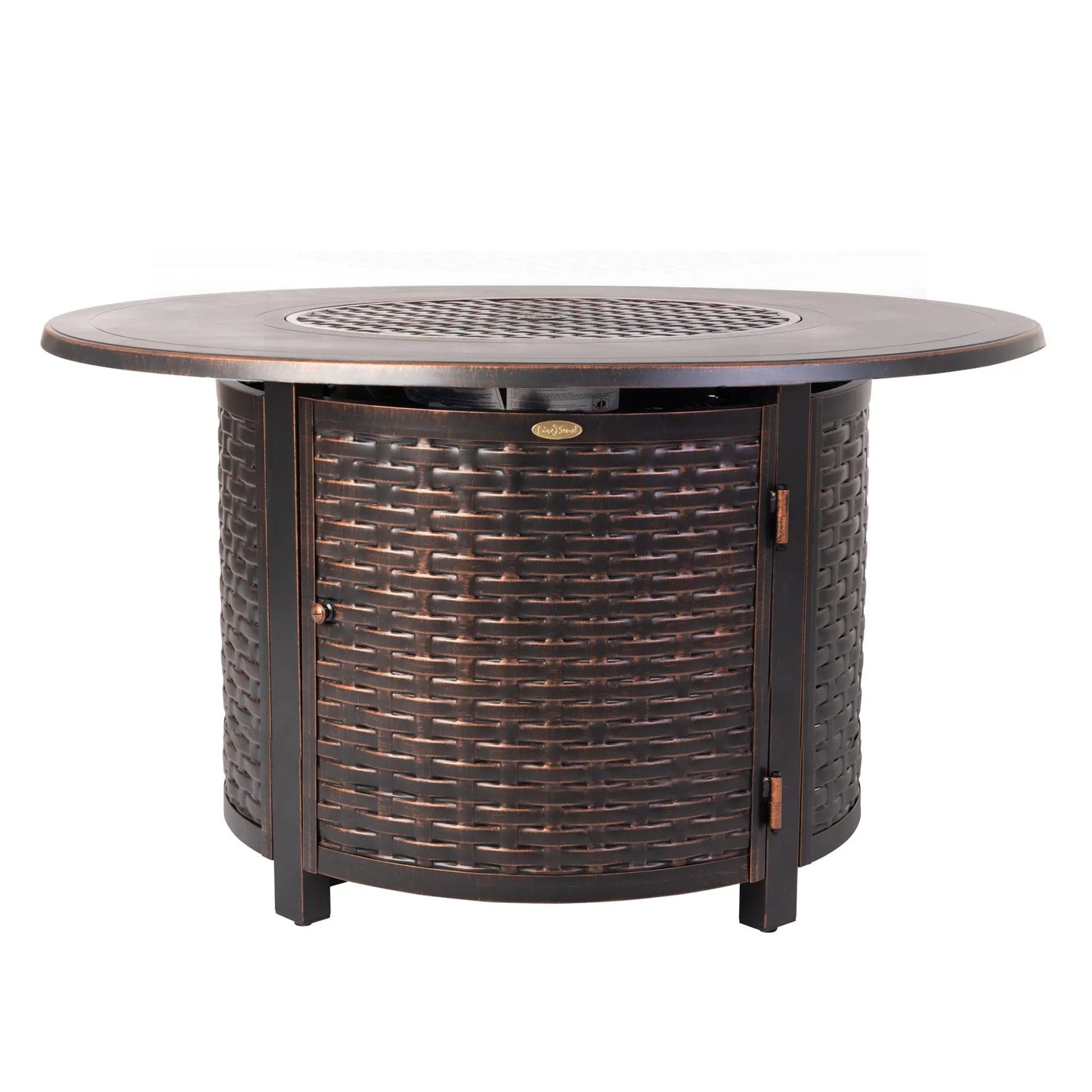 Florence 44in round woven aluminum gas fire pit table dark brown wicker Fire Sense/Balkene Home on Tampa Home & Garden Store