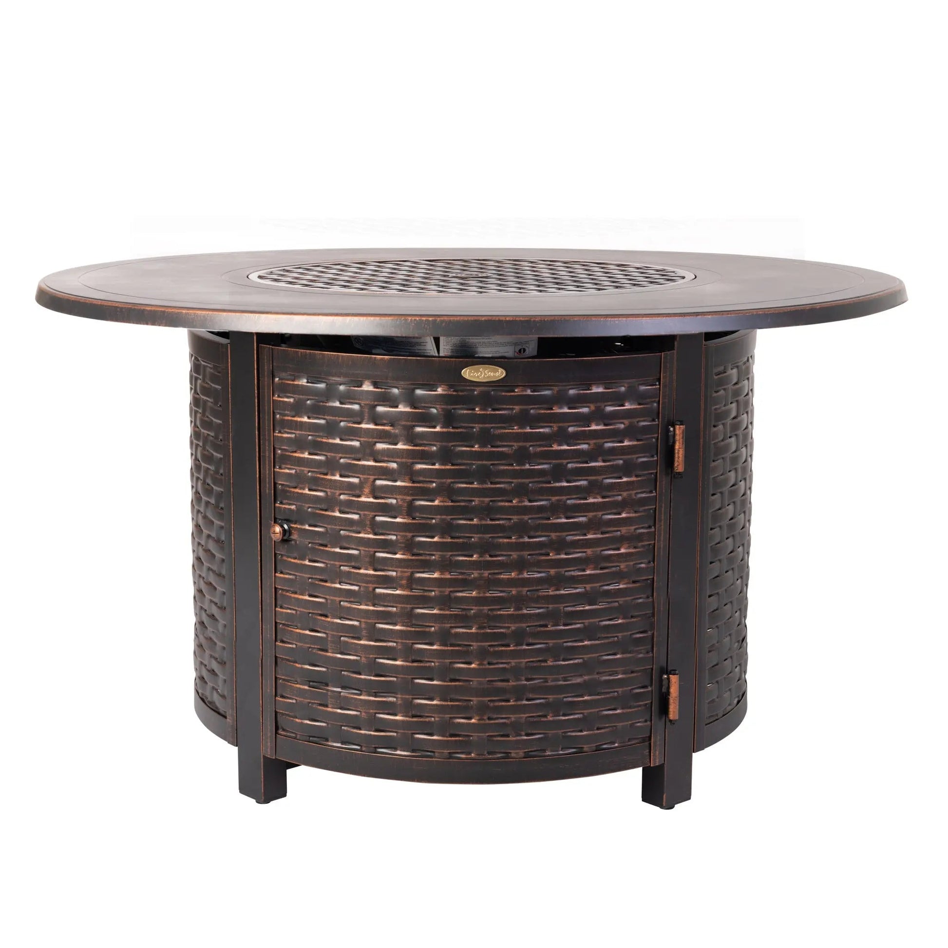 Florence 44in round woven aluminum gas fire pit table dark brown wicker Fire Sense/Balkene Home on Tampa Home & Garden Store