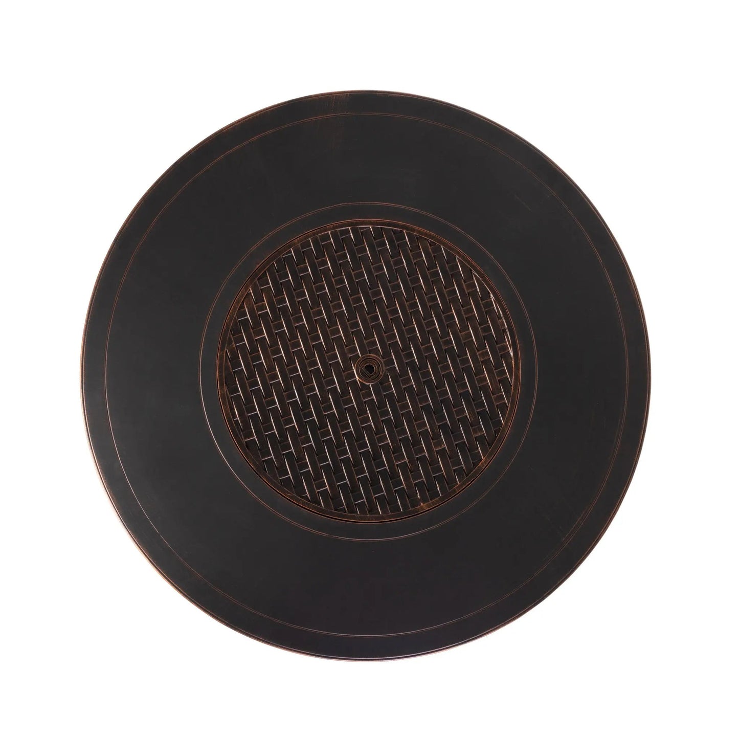 Florence 44in Round Woven Aluminum Gas Fire Pit Table black finish with woven center Fire Sense on Tampa Home & Garden Store