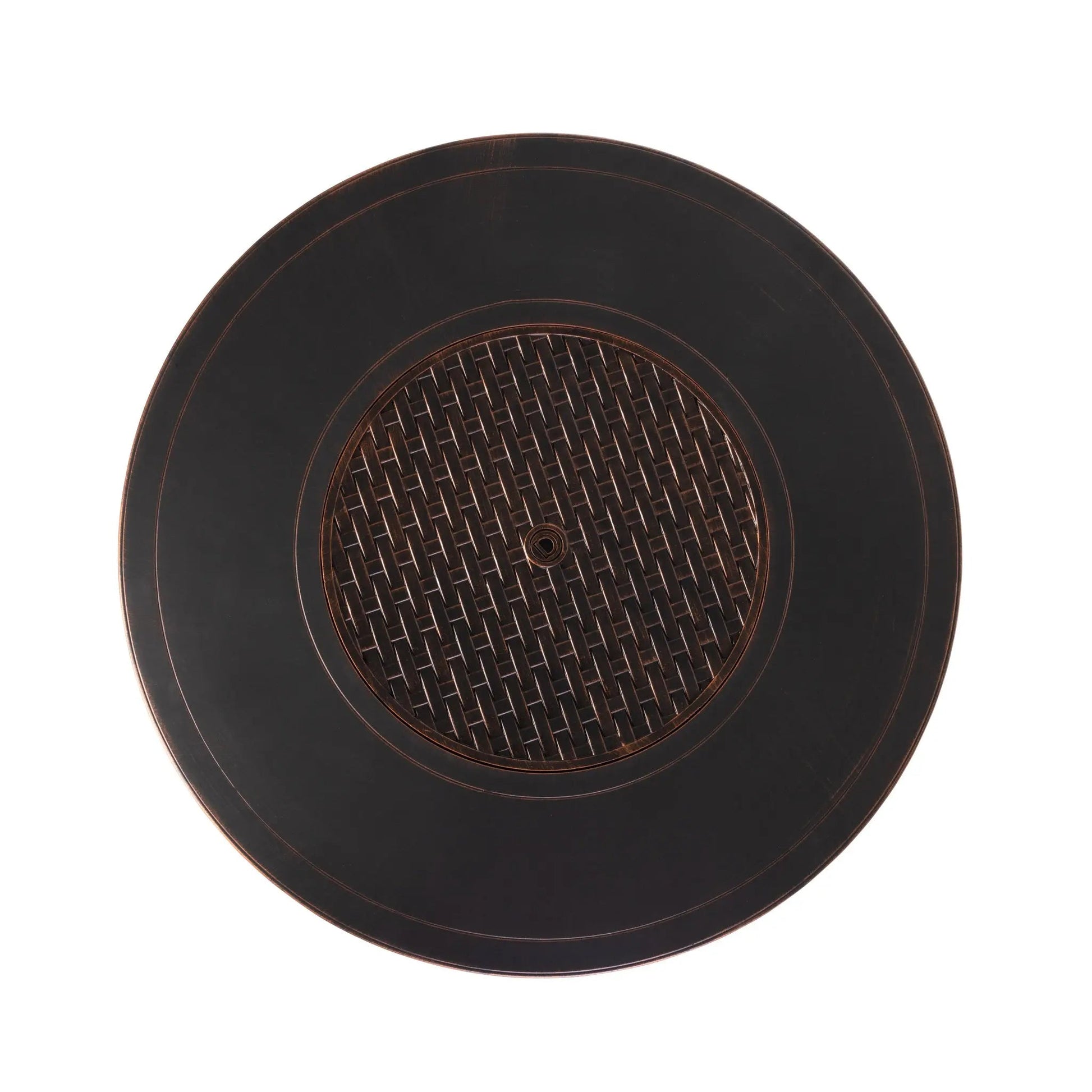 Florence 44in Round Woven Aluminum Gas Fire Pit Table black finish with woven center Fire Sense on Tampa Home & Garden Store