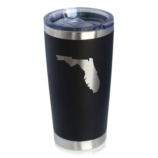 Florida State Outline - Insulated Coffee Tumbler Cup with Sliding Lid - Stainless Steel Coffee Mug - State Themed Outdoor Camping Gifts For Floridians - Tampa soil911.com