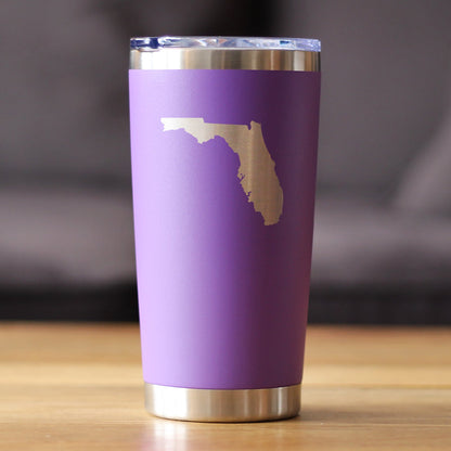 Florida State Outline - Insulated Coffee Tumbler Cup with Sliding Lid - Stainless Steel Coffee Mug - State Themed Outdoor Camping Gifts For Floridians - Tampa soil911.com