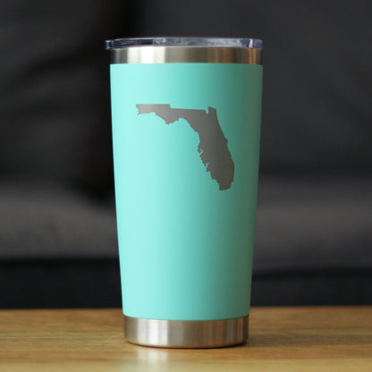 Florida State Outline - Insulated Coffee Tumbler Cup with Sliding Lid - Stainless Steel Coffee Mug - State Themed Outdoor Camping Gifts For Floridians - Tampa soil911.com