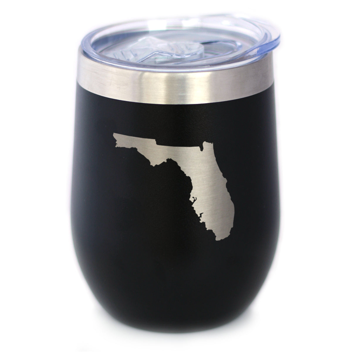 Florida State Outline - Wine Tumbler Glass with Sliding Lid - Stainless Steel Insulated Mug - State Themed Outdoor Camping Gifts For Floridians - Tampa Home & Garden Store