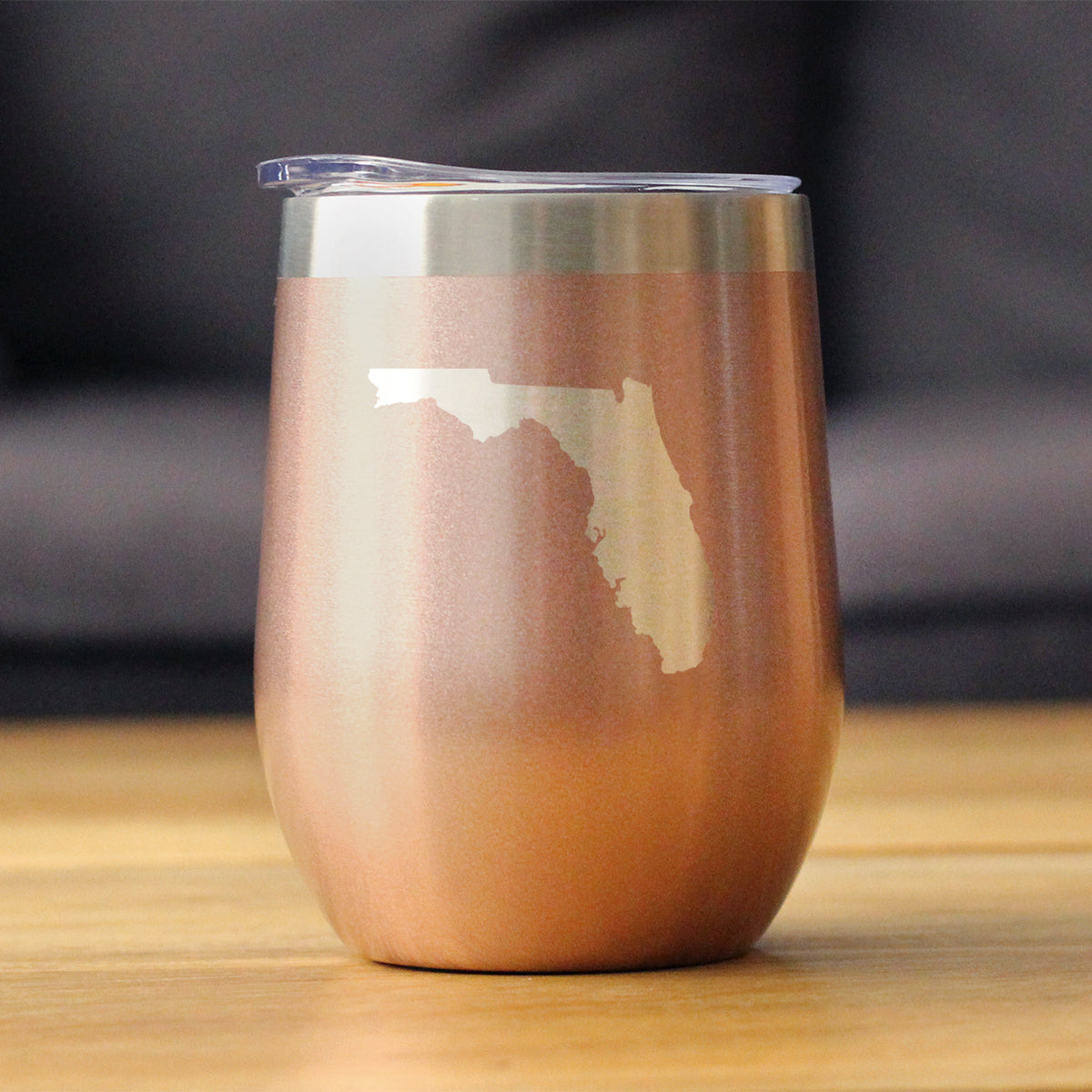 Florida State Outline - Wine Tumbler Glass with Sliding Lid - Stainless Steel Insulated Mug - State Themed Outdoor Camping Gifts For Floridians - Tampa Home & Garden Store
