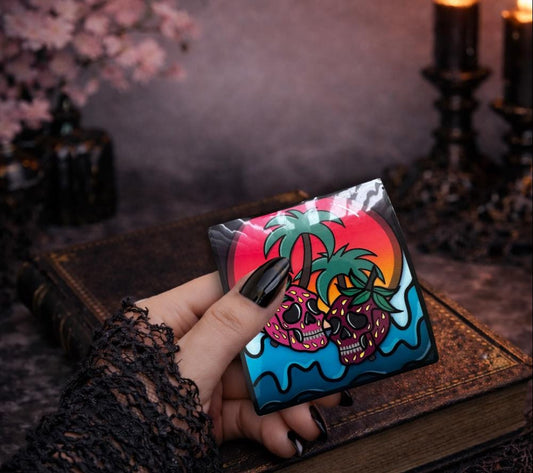 Florida Strawberry Skull Sticker: Gothic Beach Sunset, Waterproof Vinyl - Tampa Home & Garden Store