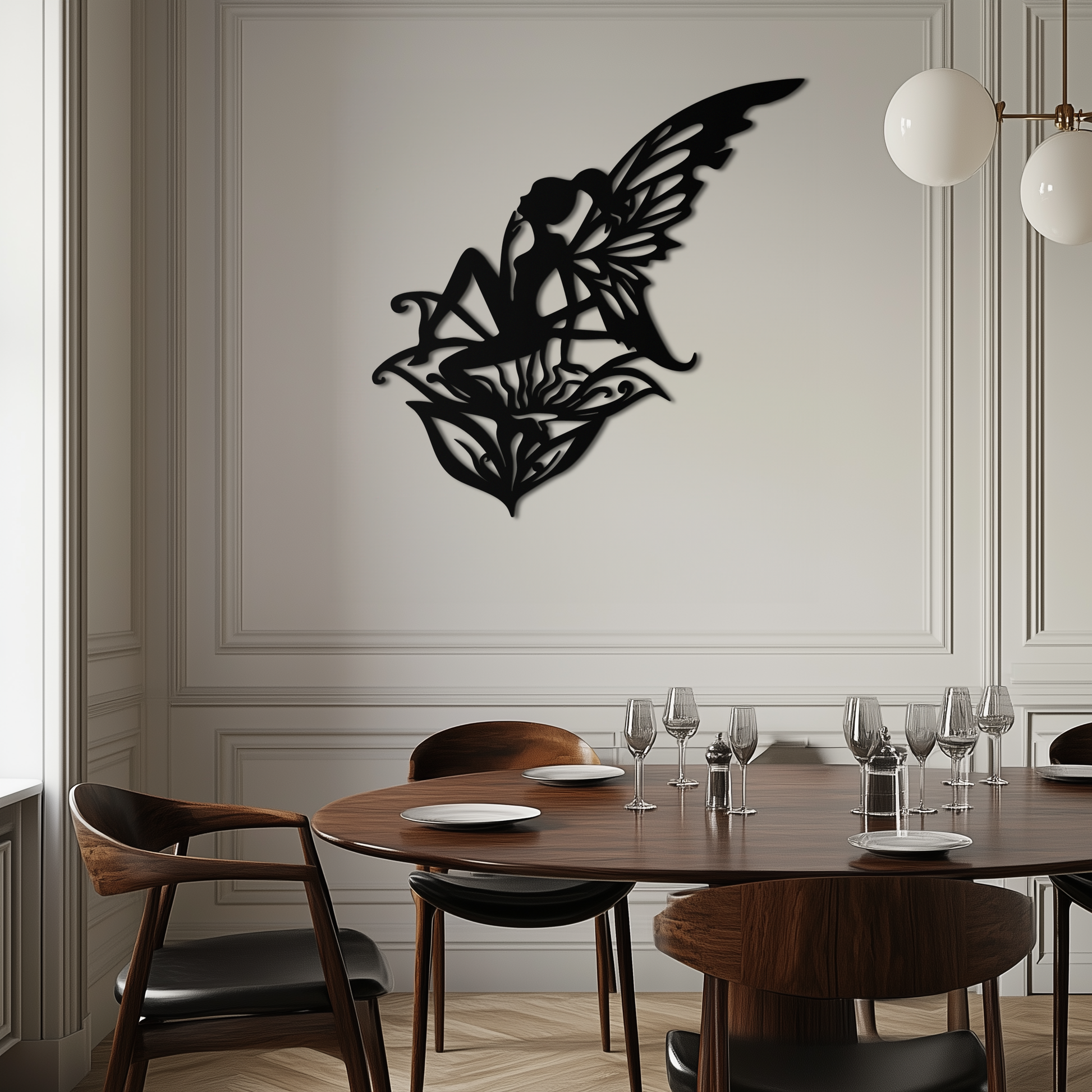 Flower Fairy Silhouette Metal Wall Art – Whimsical Fantasy Decor for Girls' Rooms- KAF590 - Tampa Home & Garden Store