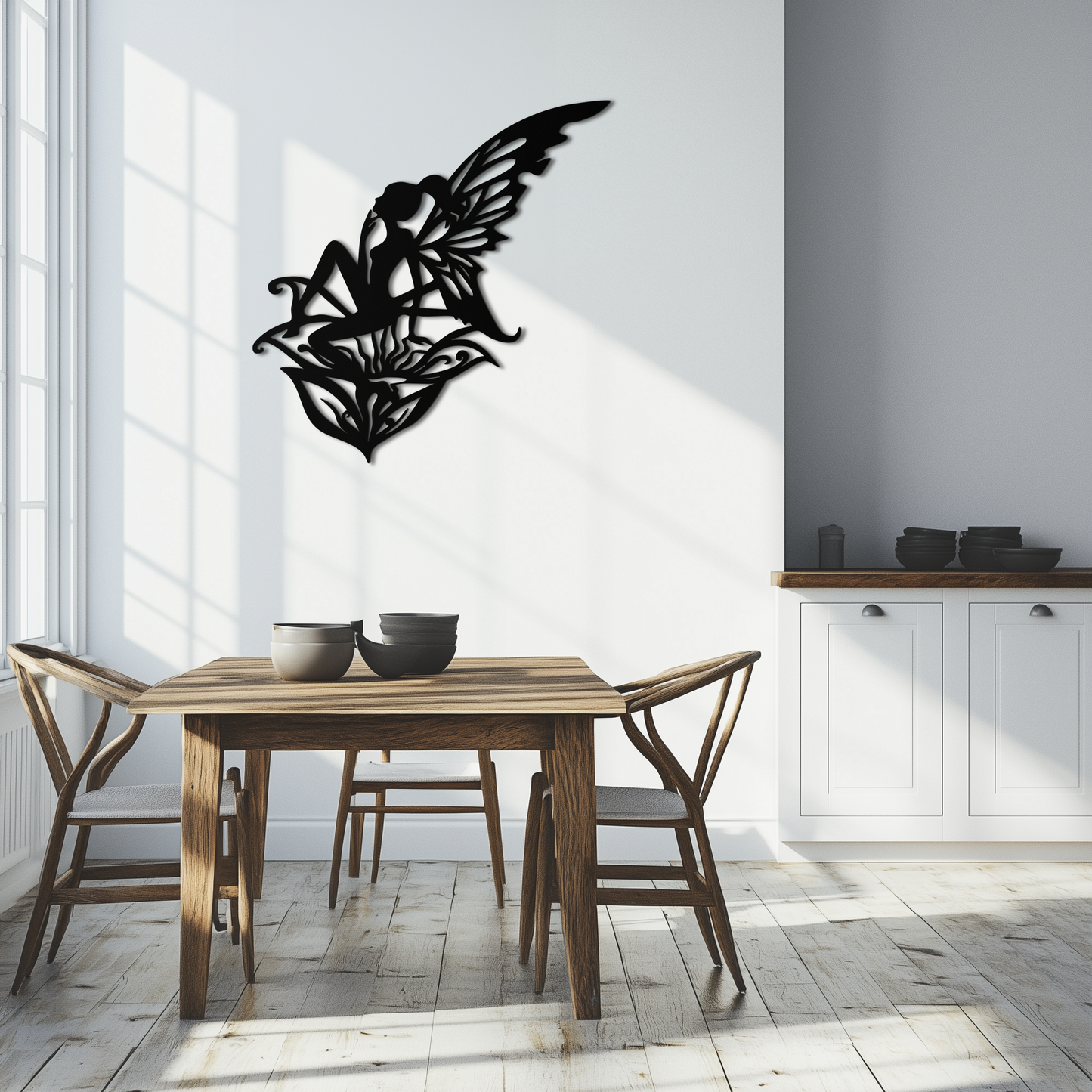 Flower Fairy Silhouette Metal Wall Art – Whimsical Fantasy Decor for Girls' Rooms- KAF590 - Tampa Home & Garden Store