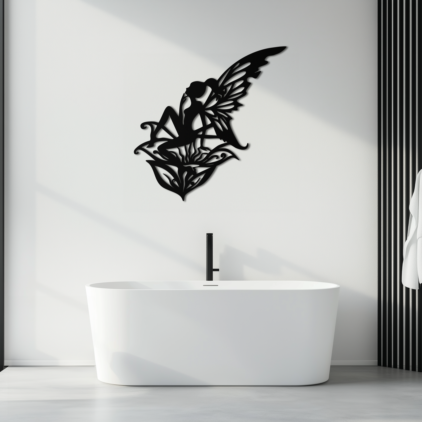 Flower Fairy Silhouette Metal Wall Art – Whimsical Fantasy Decor for Girls' Rooms- KAF590 - Tampa Home & Garden Store