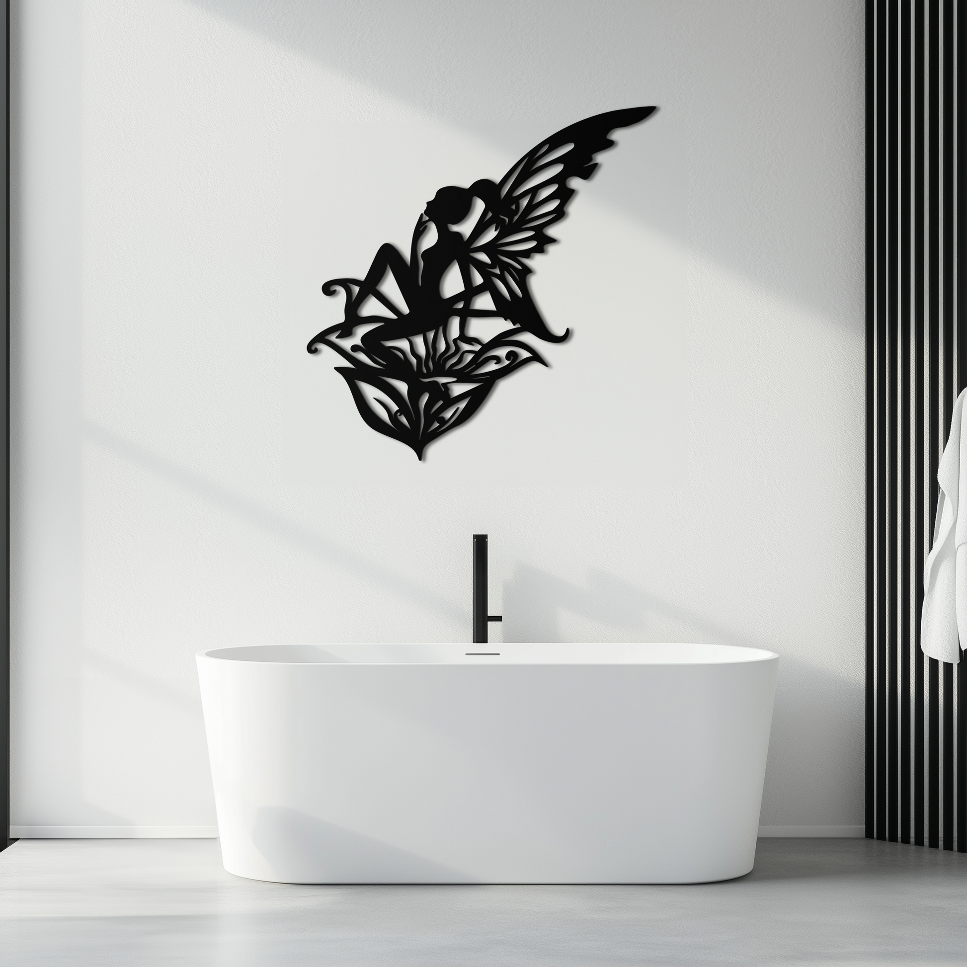 Flower Fairy Silhouette Metal Wall Art – Whimsical Fantasy Decor for Girls' Rooms- KAF590 - Tampa Home & Garden Store