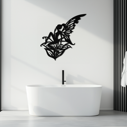 Flower Fairy Silhouette Metal Wall Art – Whimsical Fantasy Decor for Girls' Rooms- KAF590 - Tampa Home & Garden Store
