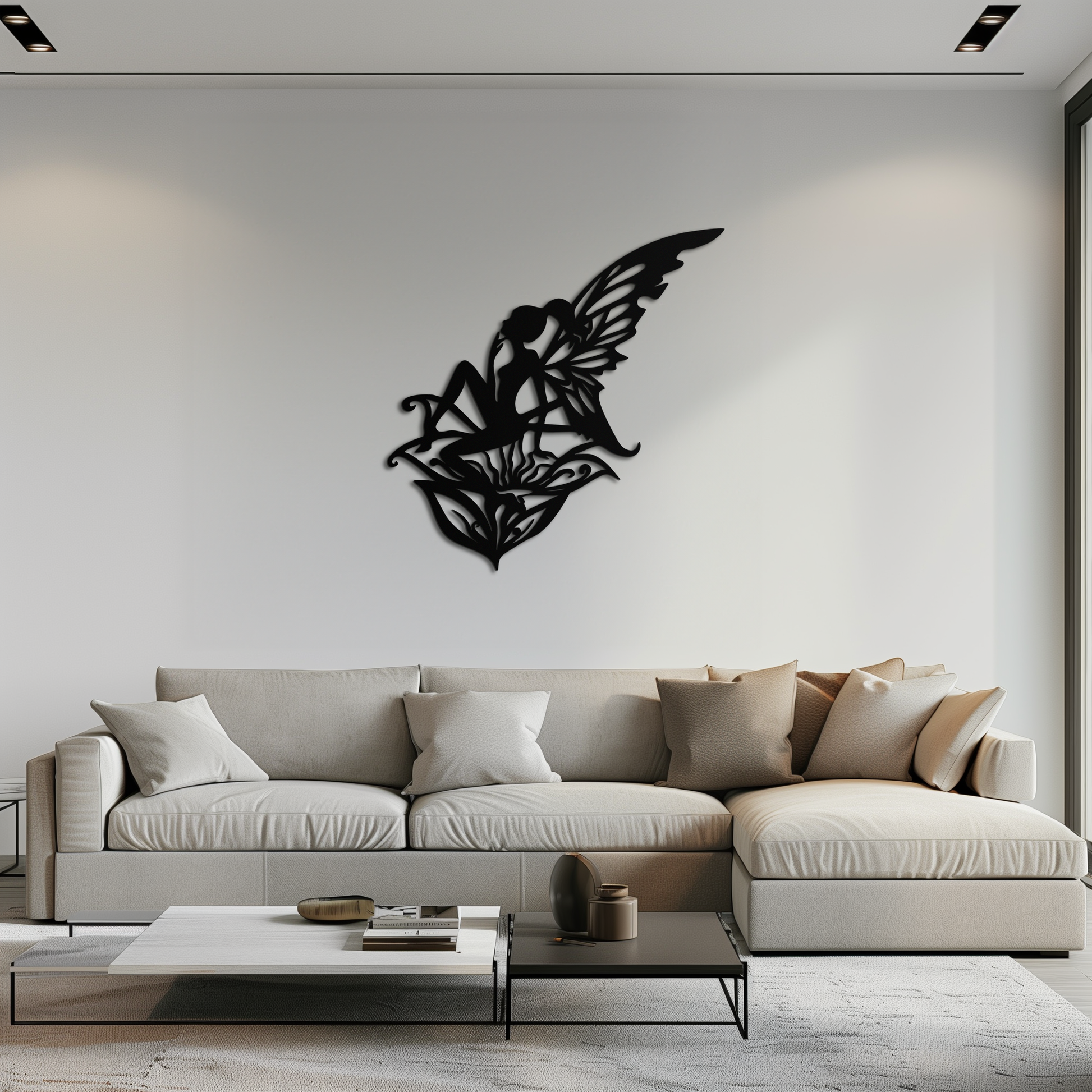 Flower Fairy Silhouette Metal Wall Art – Whimsical Fantasy Decor for Girls' Rooms- KAF590 - Tampa Home & Garden Store