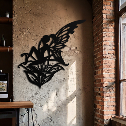 Flower Fairy Silhouette Metal Wall Art – Whimsical Fantasy Decor for Girls' Rooms- KAF590 - Tampa Home & Garden Store
