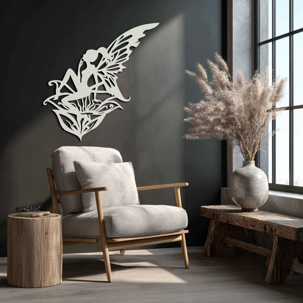 Flower Fairy Silhouette Metal Wall Art – Whimsical Fantasy Decor for Girls' Rooms- KAF590 - Tampa Home & Garden Store