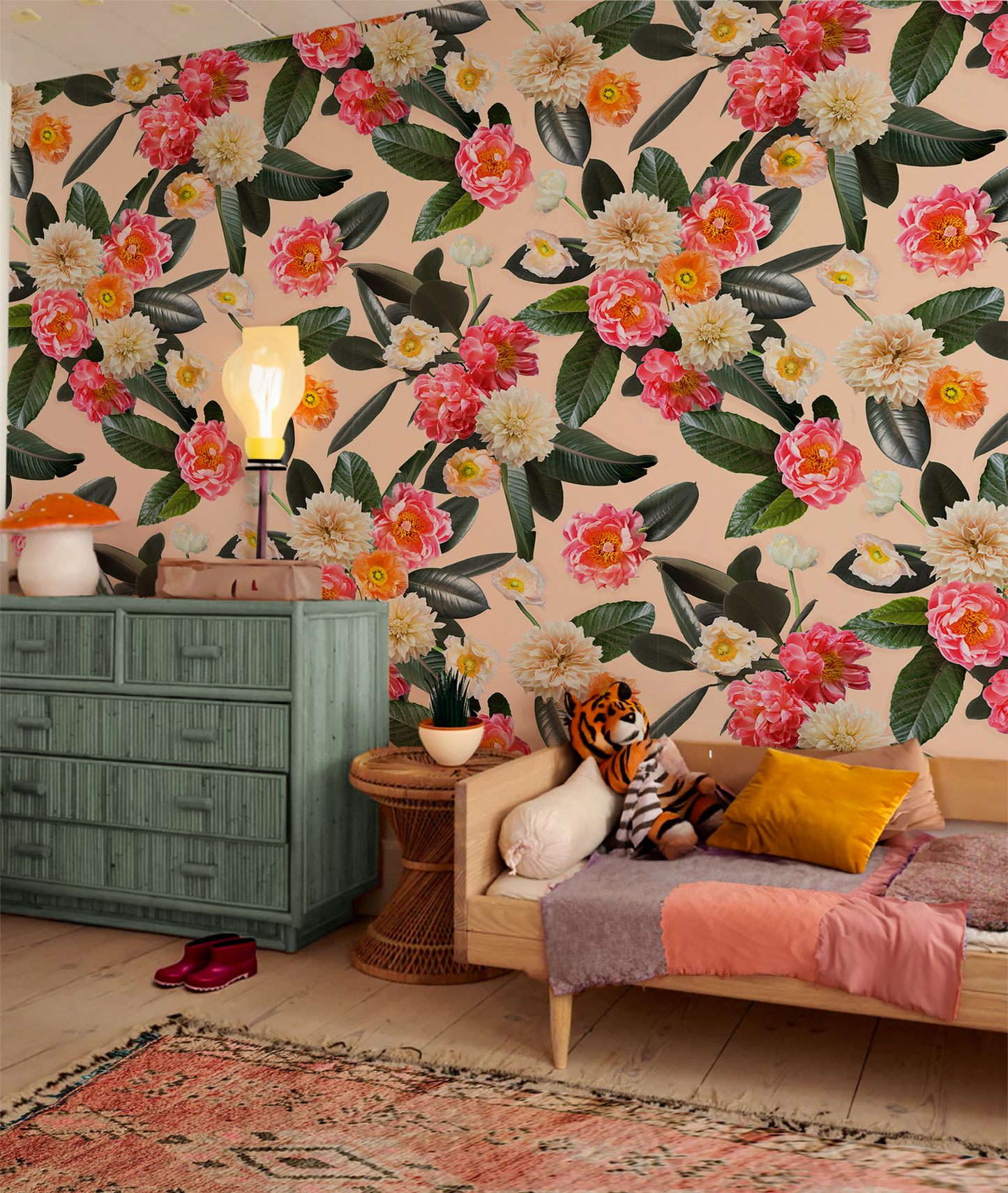Flower Party Wallpaper, nude - Tampa Home & Garden Store