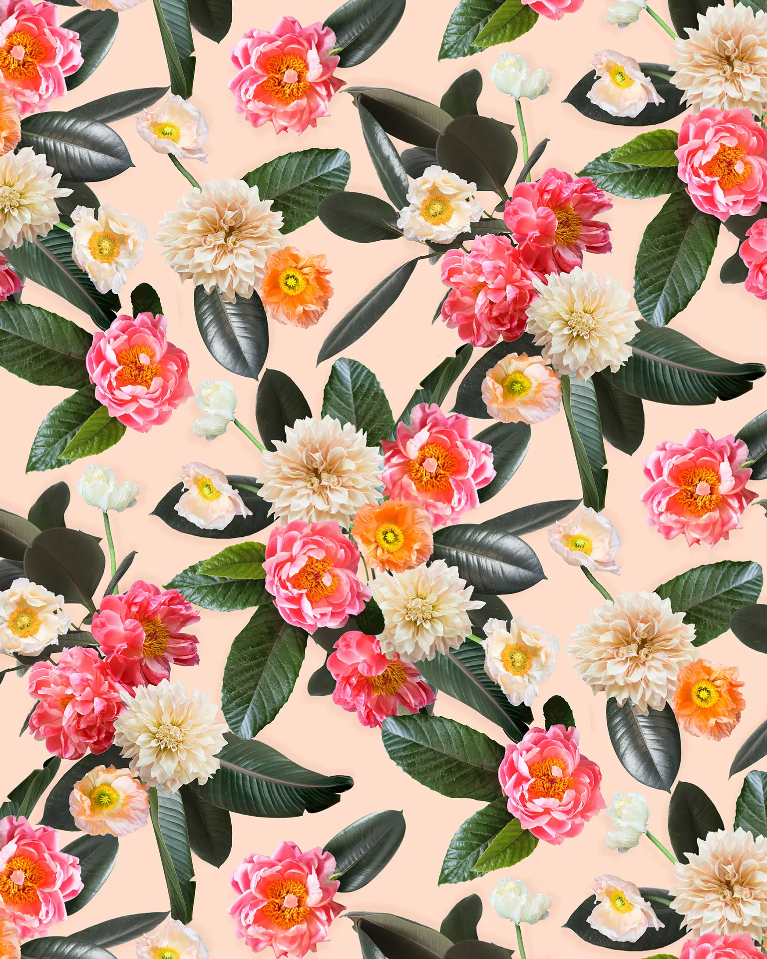 Flower Party Wallpaper, nude - Tampa Home & Garden Store