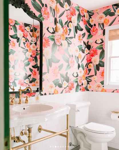 Flower Party Wallpaper, pink - Tampa Home & Garden Store