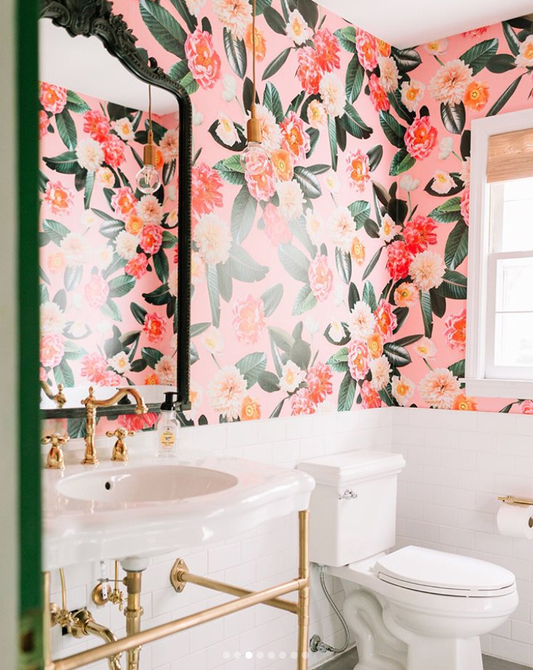 Flower Party Wallpaper, pink - Tampa Home & Garden Store