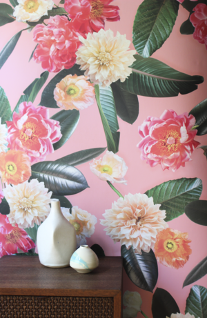 Flower Party Wallpaper, pink - Tampa Home & Garden Store