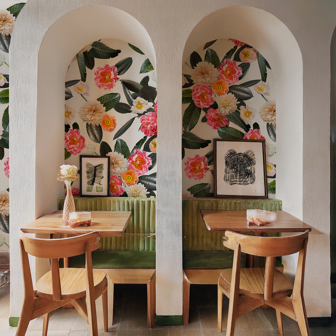 Flower Party Wallpaper, white - Tampa Home & Garden Store