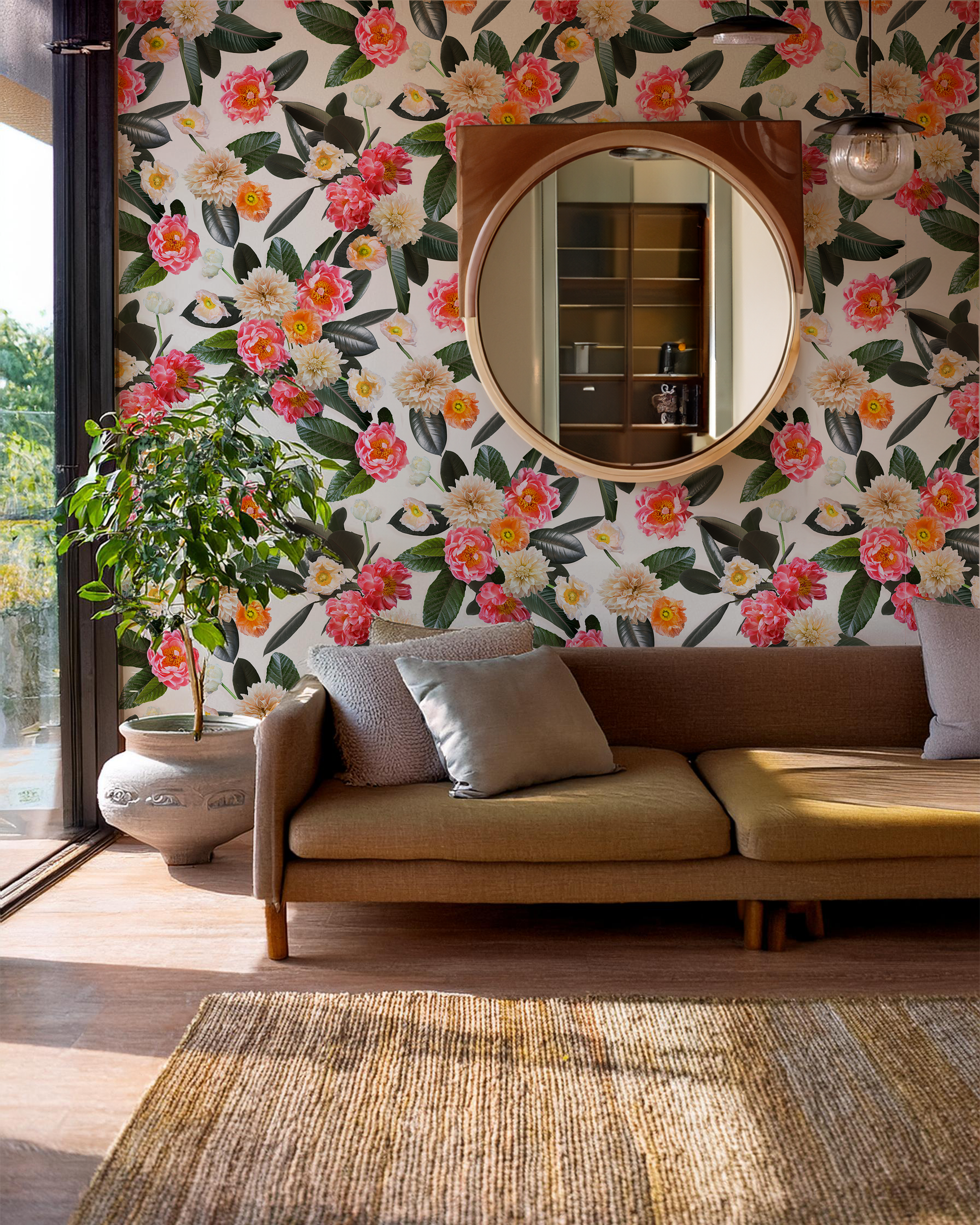 Flower Party Wallpaper, white - Tampa Home & Garden Store
