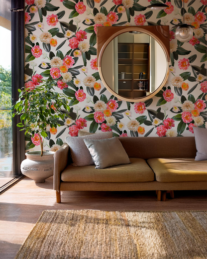 Flower Party Wallpaper, white - Tampa Home & Garden Store