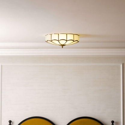 Flower Shape Frosted Glass Ceiling Light with Brass Frame by Moktan Sabai for soft ambient glow on Tampa Home & Garden Store